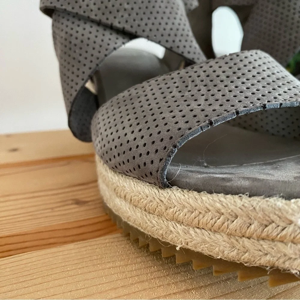 Eileen Fisher Gray Espadrille Willow Wedge 2 Graphite Nubuck Sandals 9 - Picture 7 of 16